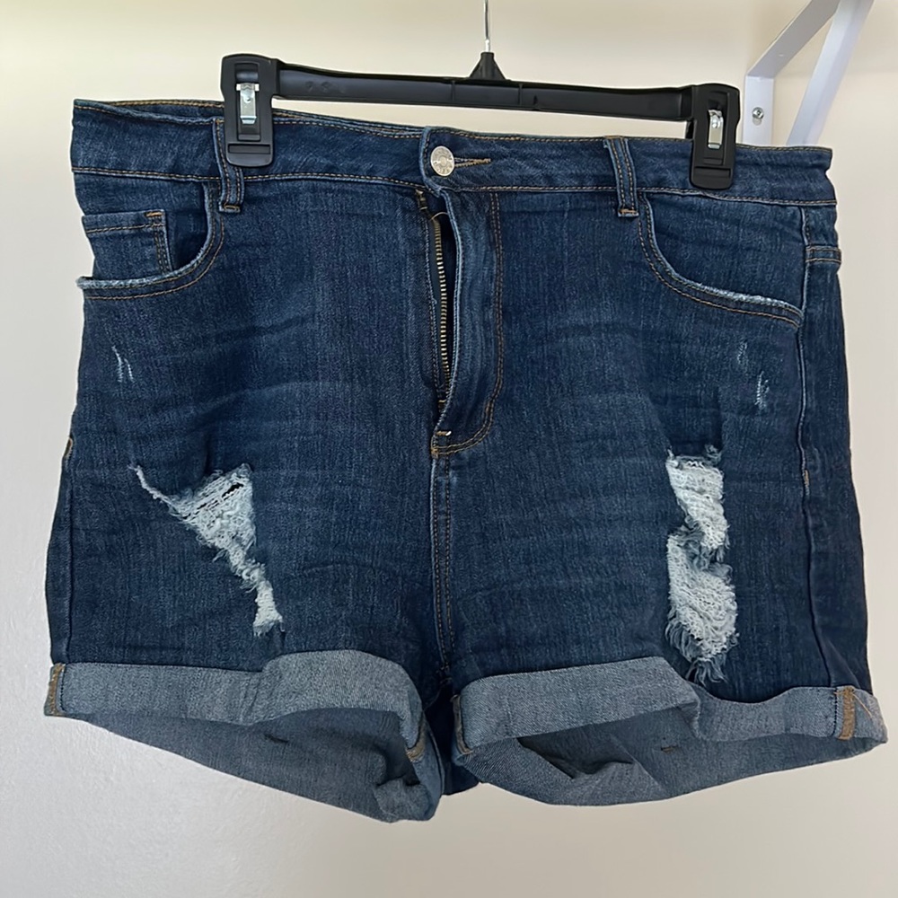 Roll hem jean shorts - size 1x (14) from SHEIN. Stretch - very comfortable!